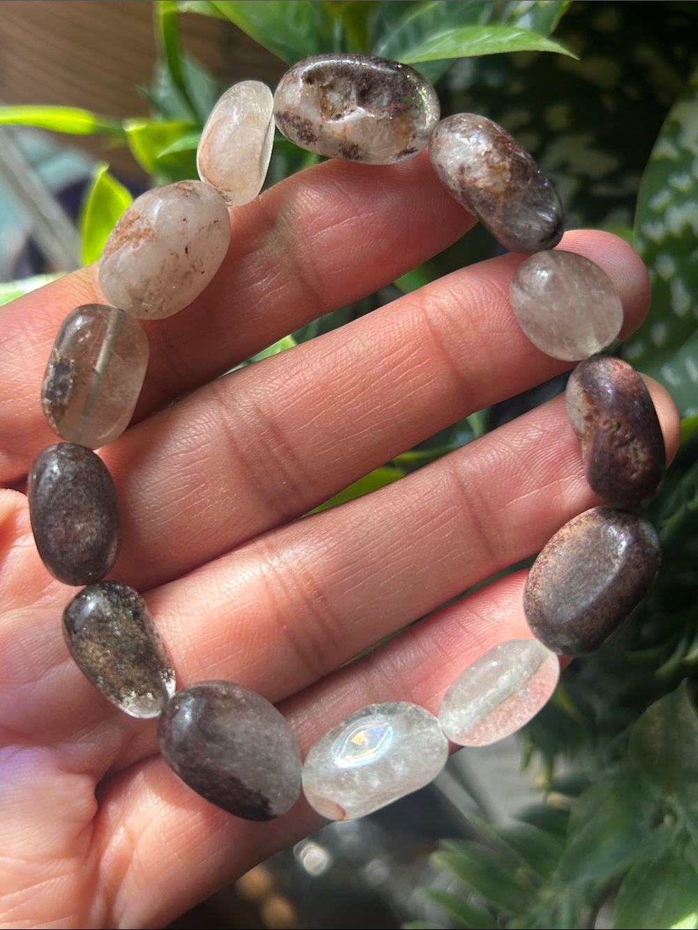 Garden quartz lodolite crystal stretch bracelet